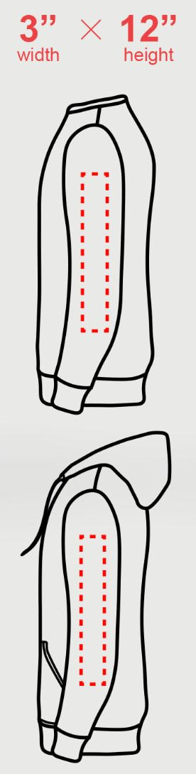 sleeve print placement on a hoodie